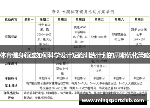 体育健身领域如何科学设计短跑训练计划的周期优化策略